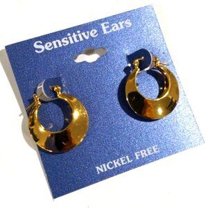 Elegant Polished Gold tone Chunky Hoop Design Earrings - Women's Fashion Jewelry